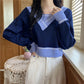 Temperament Short Knit Sweater Women's Spring and Autumn Long-sleeved Sweater Design Niche V-neck Blouse Comfortable Stretch Slim Fit