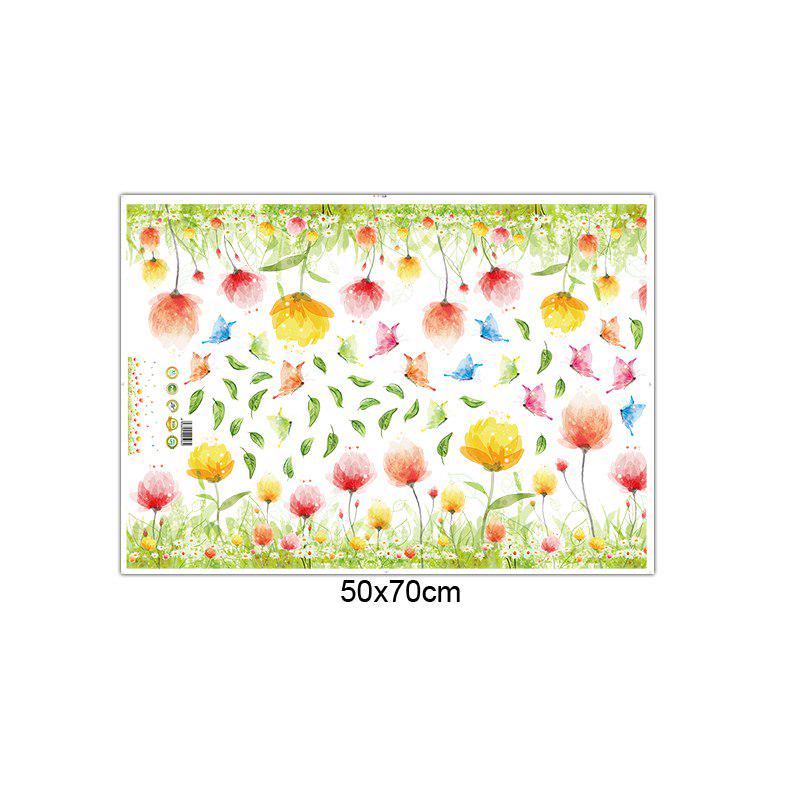 [Wall sticker ]Diy Fantasy Butterfly And Beautiful Flowers Leaf Wall Stickers Home Decor Living Room
