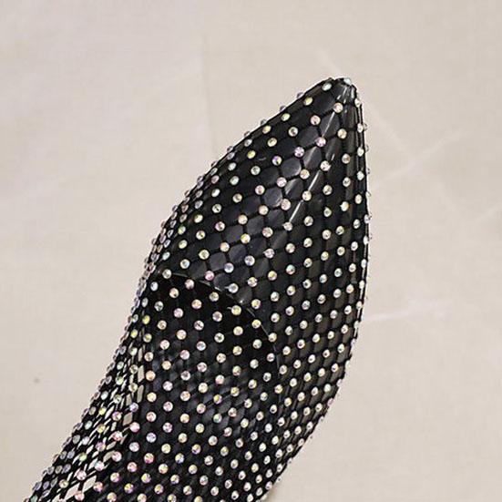 Women's Rhinestone Hollowed Out Mesh Boots Cool Ankle Boots High Thin Heels Pointed High Heels