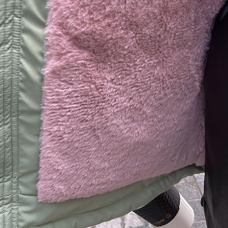 Winter Jacket Fashion Harajuku Fleece Warm Hooded Fur Collar Coat Black Oversized 2021 Autumn New Women Jackets Down Coats