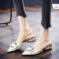 35-39 Summer Women All-match Shiny Slippers Outdoor Diamond High Heels Bohemian Beach Wear-resistant Non-slip Office Lady Pointed Sandals