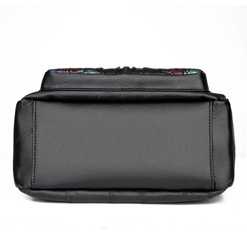 Women Multi-Layer Crossbody Bags Portable Large Capacity Classic Soft Surface Printing Black PU Leather