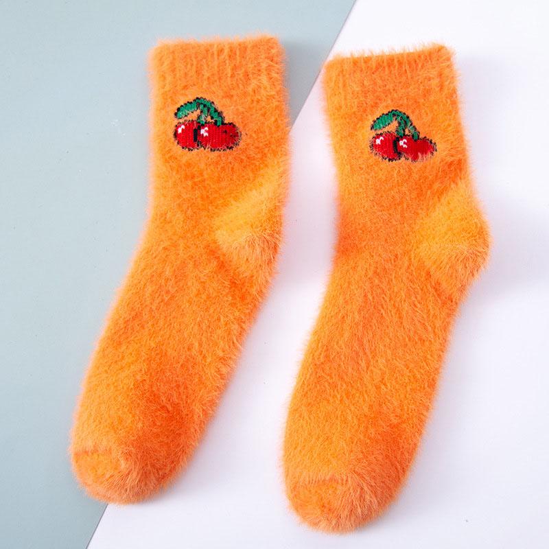 Female Mid-tube Autumn Winter Coral Fleece Thickened Warm Floor Socks Sleep Socks