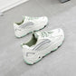 Women's Mesh Breathable Sneakers Leather Shoes Thick-soled White Shoes Casual Shoes Lightweight and Comfortable Student Shoes