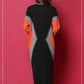 Autumn Winter Long Base Sweater Dress Large Size Loose Sweater Dress Contrast Color Pullover Knitted Dress