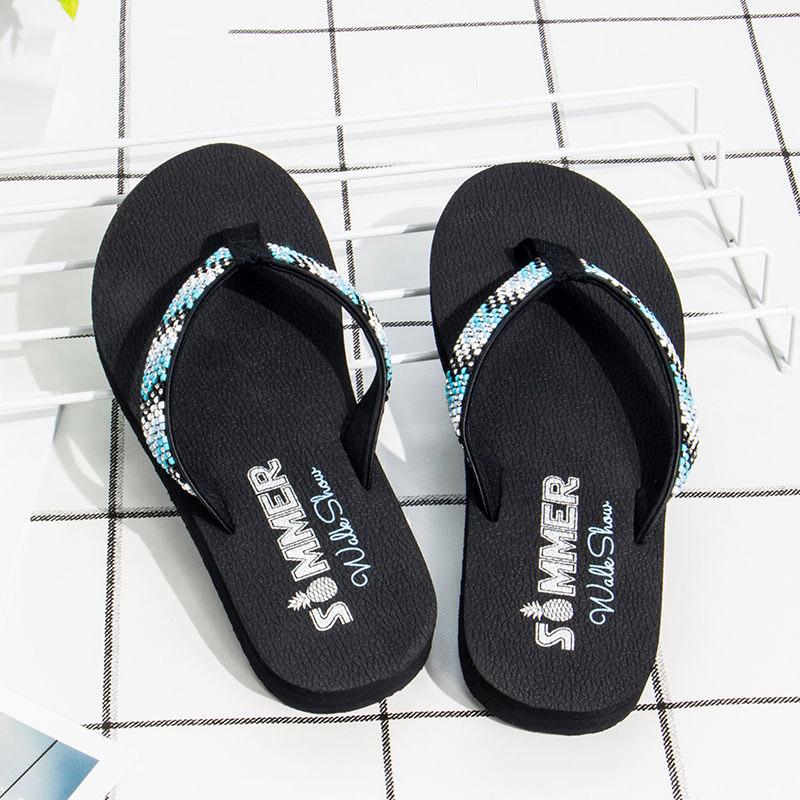 Summer Floral Flat Heel Flip Flops Casual Outdoor Shoes EVA Sandals Beach Shoes Woman Home Slippers