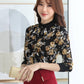 Plus Velvet Thick Lace Shirt Printing Women's Tops Are Fashionable and Slim, All-match Long-sleeved Bottoming Shirt