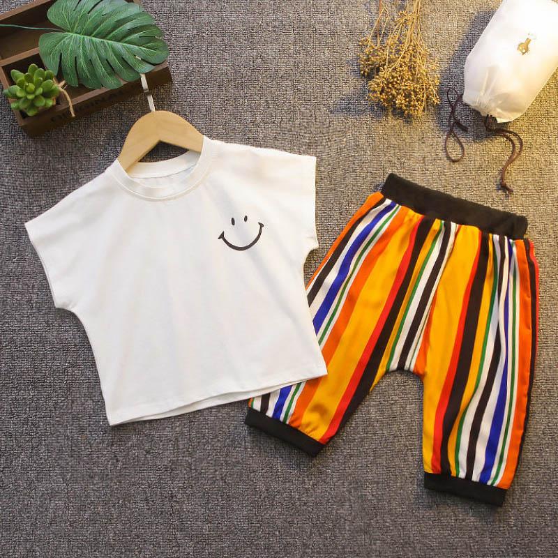 Baby Boy Summer Clothes 0-3 Years Old Baby Suit Casual Clothes Korean Cool Style Children's Suit Children's Short-sleeved Two-piece Suit
