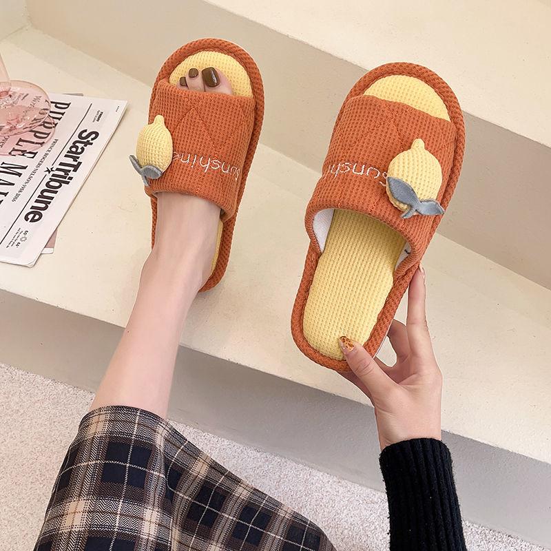 Slippers Women's Linen Slippers Cute Fruit Slippers Home Non-slip Cotton Linen Lovers Children Floor Slippers