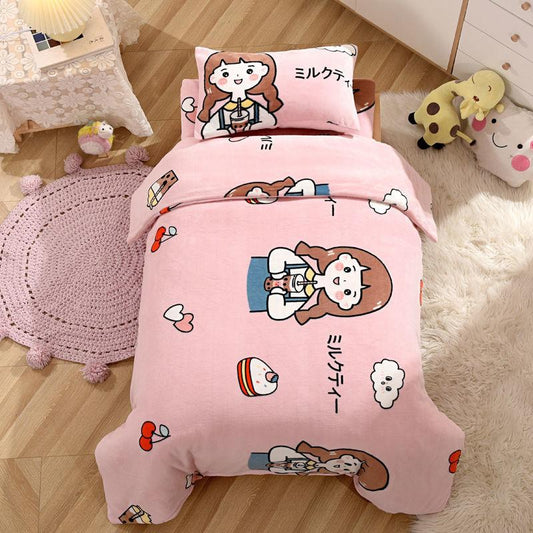Children's Milk Quilt Cover 120*150cm Kindergarten Three-piece Baby Quilt Thickened Skin-friendly