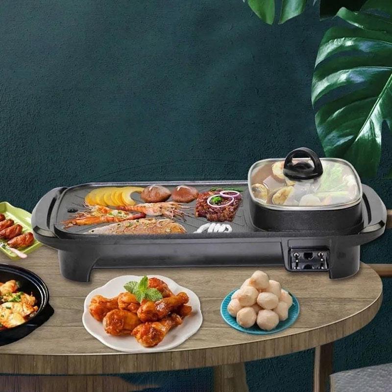 1800W Barbecue Heat Pot Machine Multi-purpose BBC Rack Fried Steak Pan Smokeless Nonstick Grill Pan for Family