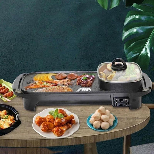 1800W Barbecue Heat Pot Machine Multi-purpose BBC Rack Fried Steak Pan Smokeless Nonstick Grill Pan for Family