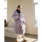 Duck Down Retro Diamond Lattice Horn Buckle Real Hair Ball Cute Down Jacket Mid-length Hooded Loose Warm Jacket Women Winter Thick Cotton Jacket