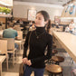 Pofulove Women Turtleneck sweater Pullover long sleeves Bottoming slim thick Knitted sweater  winter