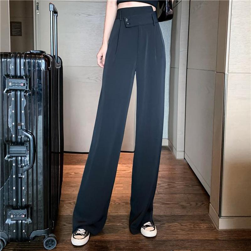 Flared Pants Women Fashion Plus Size Loose Casual Trousers Spring Autumn Women Bottoms Black White