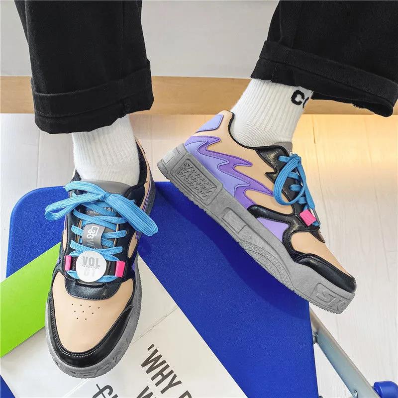 Canvas Shoes Men's Low-top Spring Harajuku Style Men's Shoes Ins Board Shoes Thick Bottom Color Matching Tide Shoes Summer