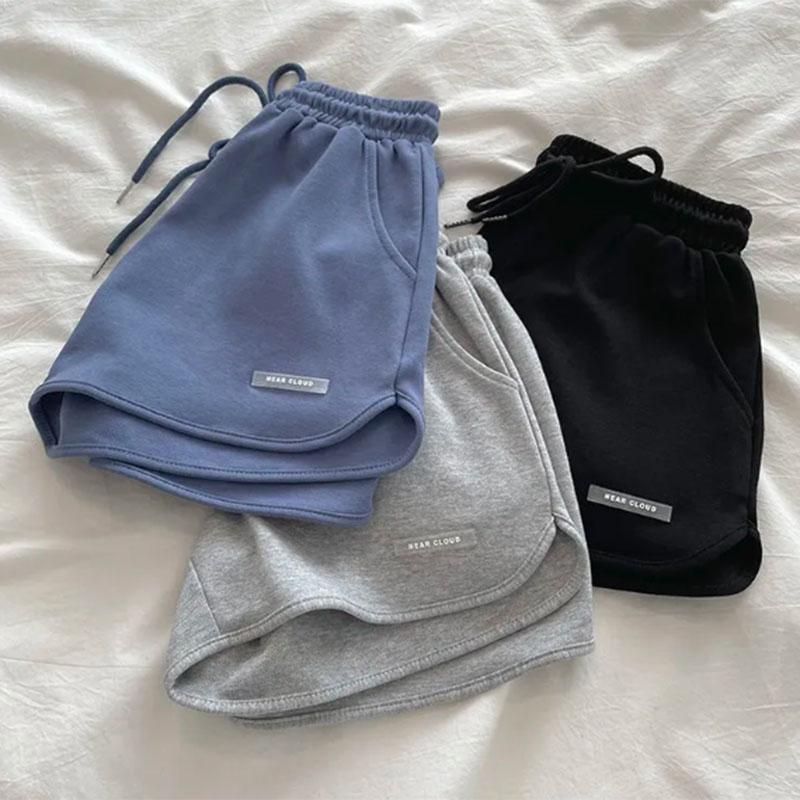 Sports Shorts Women's Spring and Summer High Waist Thin Solid Color Wide Leg Three-point Pants Home Shorts