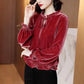 Long Sleeve Velvet Shirt Women's Spring and Autumn Loose Solid Color Bottoming Shirt Top