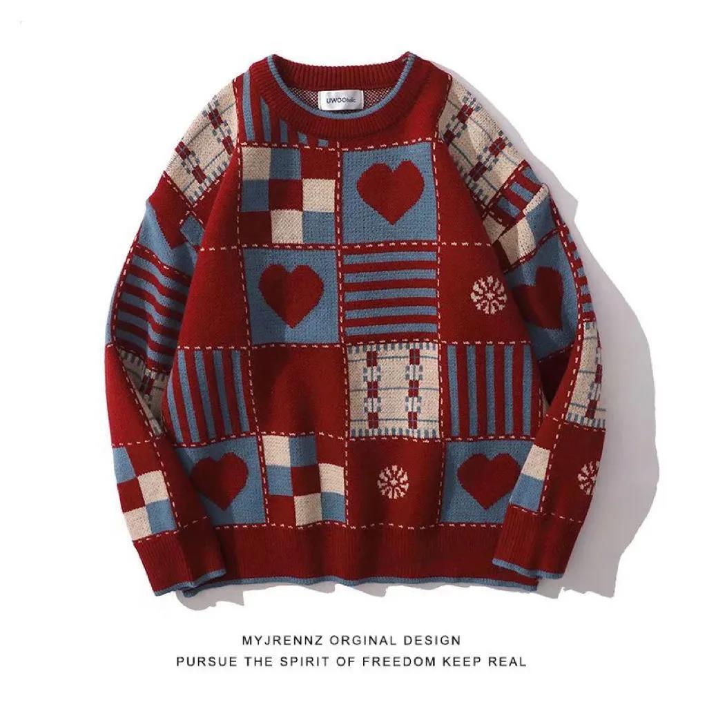 Men's Sweater Autumn and Winter Thickening Round Neck Pullover Sweater Tide Slim Warm Sweater Bottoming Shirt Youth Shirt
