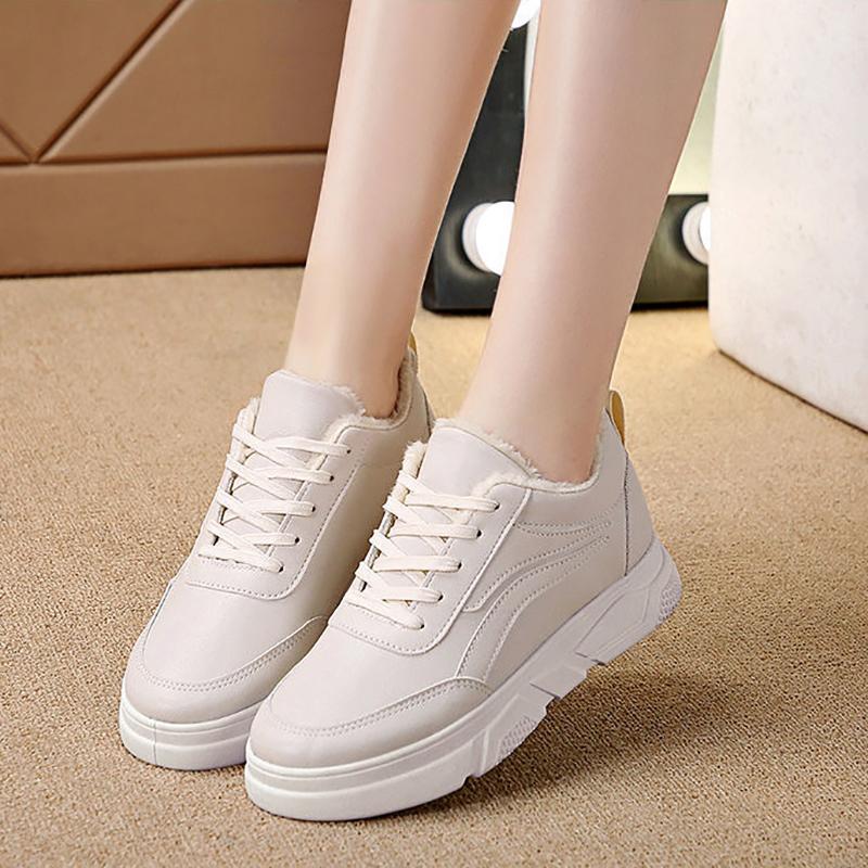 Sneakers Women Sports Shoes Fleece Warm Winter Cotton Shoes Light Running Shoes Lace Up Non Slip Casual Women Shoes