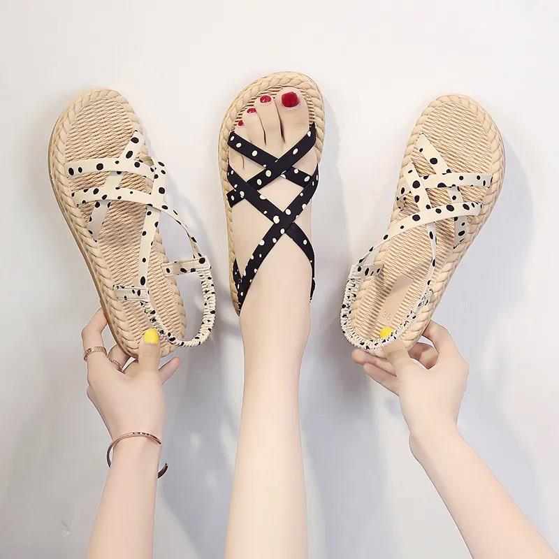 Summer Sandals for Female Students Korean Version of Wild Fairy Style Sandals and Slippers Female Flat Sandals for Outer Wear