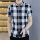 Summer Short-sleeved Shirts Men's Plaid Trendy Handsome Tops All-match Non-iron Anti-wrinkle Shirts