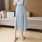 Women's Chiffon Floral Skirt Summer  High Waist Mid-length A-line Draping Fairy Dress
