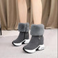 Women Ankle Boot Warm Plush Winter Shoes  High Heels Snow Boots Plush Faux Fur Fleece Shoes