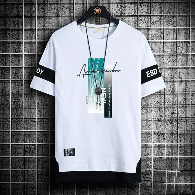 Summer Thin Short-sleeved Printed Round Neck Casual All-match Men's Shirt Men's Inner Shirt Loose T-shirt
