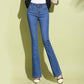Women High Waist Bandage Wide Leg Denim Jeans Ladies Stretch  Long Pants