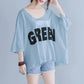 Large Size Women's Loose Letter Printing Short-sleeved T-shirt Tops Women's Casual Loose Large Size Round Neck Mid-sleeve T-shirts