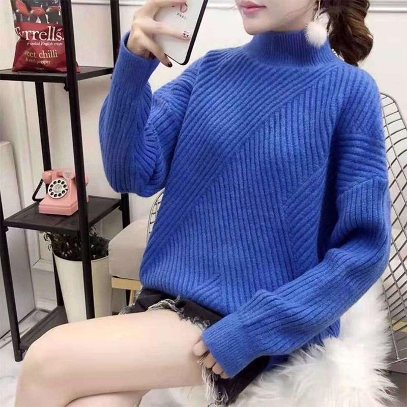 Turtleneck Sweater Women Loose Lazy Style Autumn and Winter Pullover Long-sleeved Thickened Student Bottoming Sweater