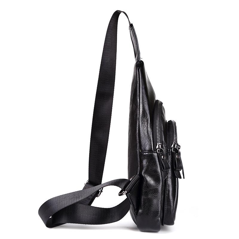 Casual Shoulder Bag Men Horse Leather Large Capacity Chest Bag Outdoor Riding Sports Messenger Bag