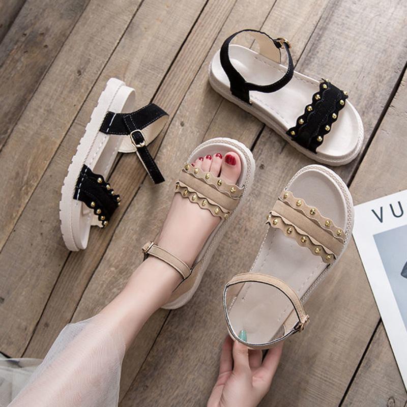 Sandals Female Students Korean College Style Summer All-match Soft Sole Pregnant Women Shoes Flat Non-slip Beach Shoes