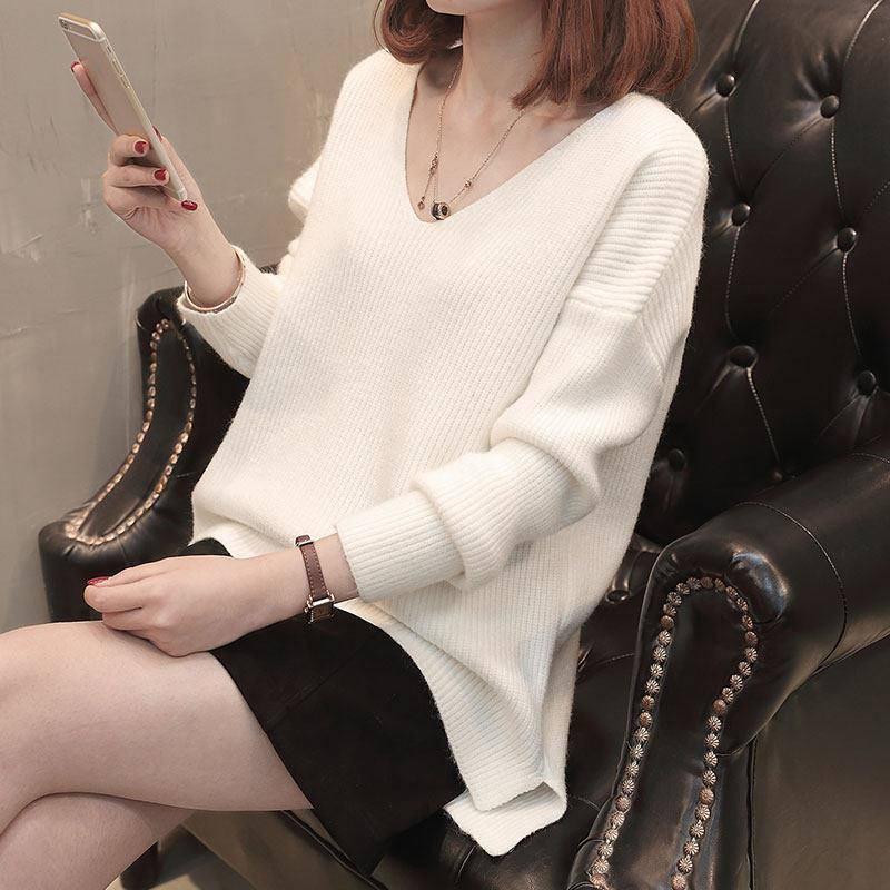 Pofulove Autumn Winter Women's Hedging Sweater Lady Loose Fashion Base Shirt Spring Bottoming Wear