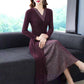 Fake Two Piece Dresses Women Split O-Neck Long Sleeve Irregular Knitted Ruffles Dress