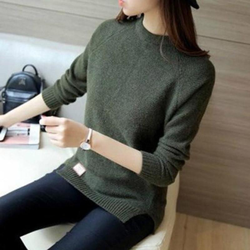 Winter Women Low Collar Plus Size Warm Pullover Sweater Office Soft Inner Bottoming Shirt