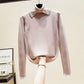 Women's Turtleneck Sweater Lace Hook Knit Sweater Short Beaded Pullover Jumper Sweet Slim-fit Knitwear Bottoming or Outwear