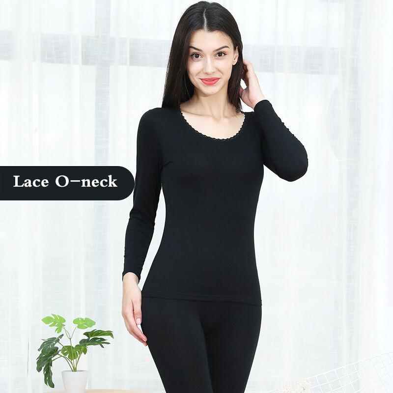 Women Winter Autumn Thermal Underwear Plus Velvet O-neck Female Tight Suit Thicken Windproof Comfortable Soft Lining Long Sleeve High Elasticity Slim