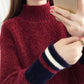 Autumn and Winter Mohair Knitted Sweater Loose Half High Neck Casual Bottoming Shirt Fashion Simple Women's Sweater