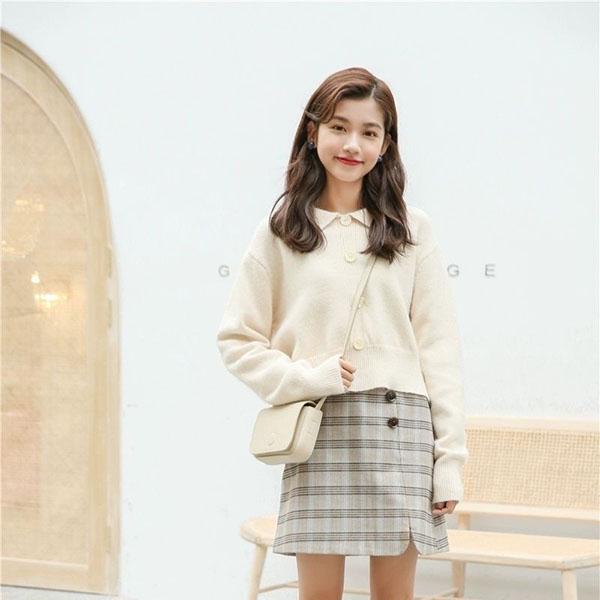 Knit Sweater Jacket Women's Literature and Art Retro Single-breasted Lapel Sweater Sweet and Light Ripe Wind Gentle Apricot Top Sweater