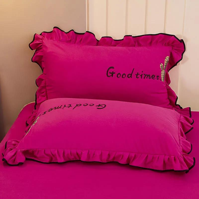 Letter Embroidery Pillowcases A Pair of Pillowcases Large 48x74cm Student Dormitory Single Double Bed Supplies