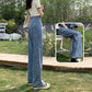 Women's High Waist Wide Leg Jeans Spring Loose and Thin Straight Mop Pants Ladies Denim Trousers