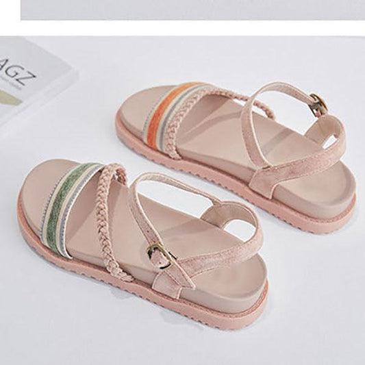 Sandals Female Summer Students Korean Light Casual Woven Flat Beach Roman Shoes
