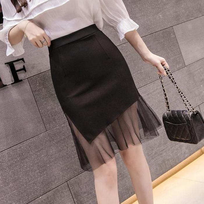 Women Sexy Tight A-line Lace High Waist Short Skirt Split Fork Zipper Club Casual Home Office