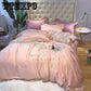 Bedroom bedding set summer ice silk bed four sets of European silk comfortable can sleep naked