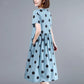 Polka Dot Dress Women's Short Trumpet Sleeve V-Neck Calf Length Daily Dating Party Office Wear