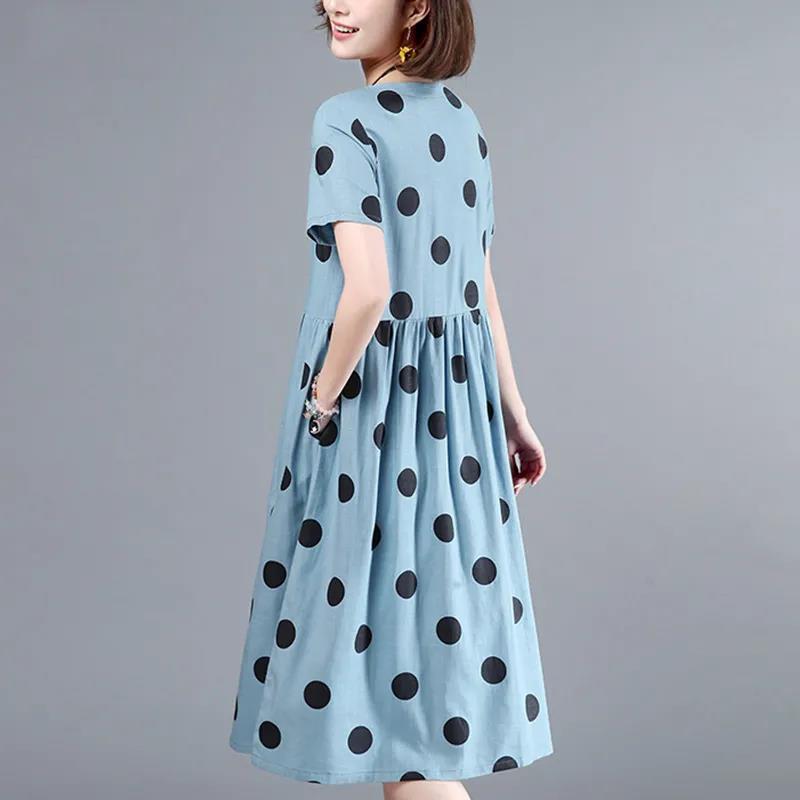Polka Dot Dress Women's Short Trumpet Sleeve V-Neck Calf Length Daily Dating Party Office Wear