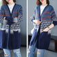 Spring and Autumn Knitted Cardigan Sweater Mid-length Loose Casual Sweater Fashion Jacquard Female Jacket