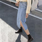 Long Skirt Women Solid Split Denim Skirt High Waist Over The Knee Hip Skirt Casual Club Home Office